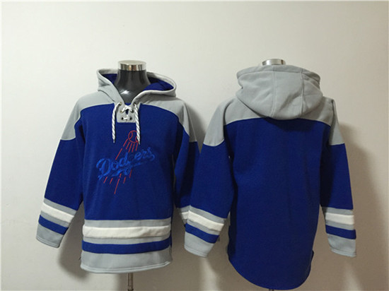 Men's Los Angeles Dodgers Blank Blue Ageless Must-Have Lace-Up Pullover Hoodie